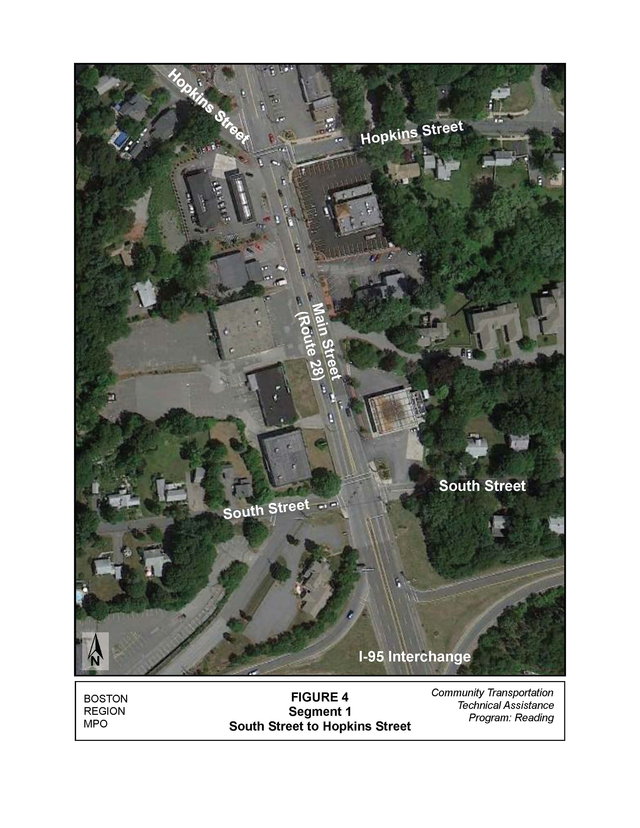 Map showing Segment One of study, South Street to Hopkins Street.